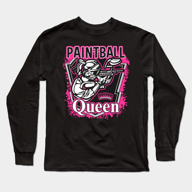 Paintball Queen Pink Splatter Long Sleeve T-Shirt by RadStar